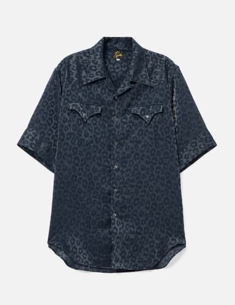 Short Sleeves Western Shirt - Rayon Leopard Jacquard view 6
