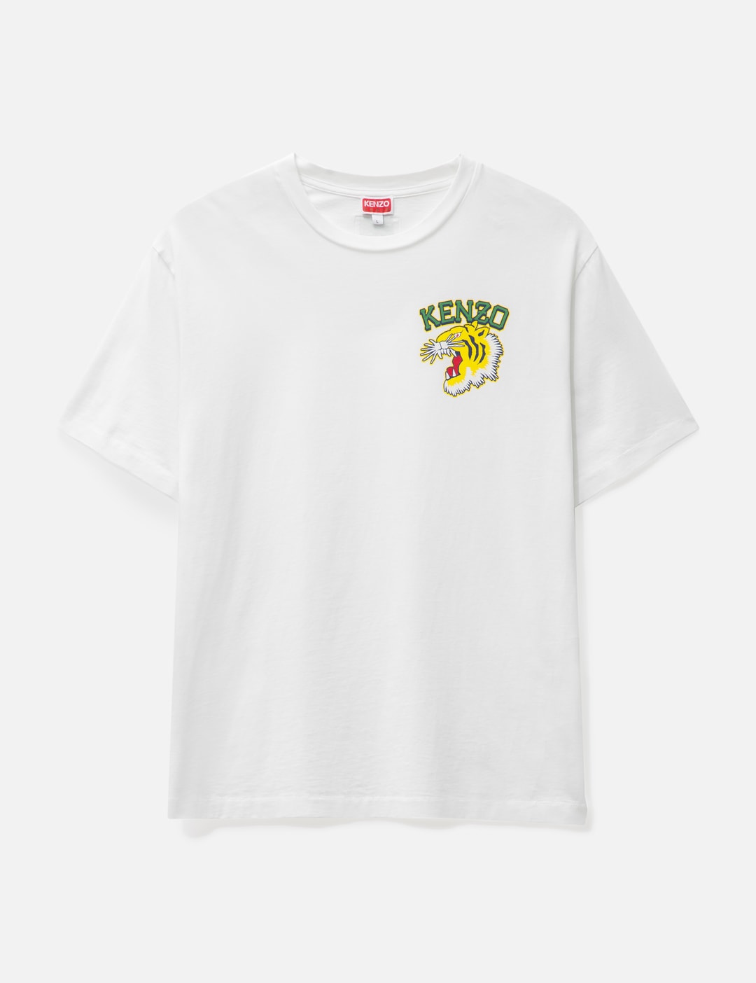 KENZO: oversized T-shirt with tiger print - White