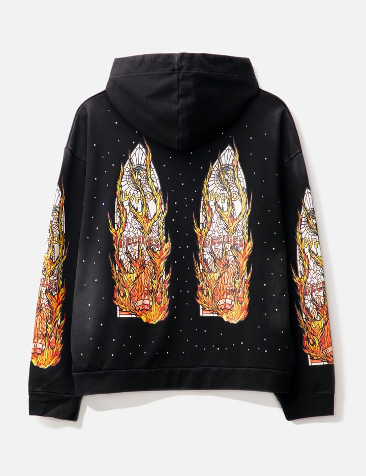 Shop Who Decides War Flame Glass Hooded Sweatshirt In Black