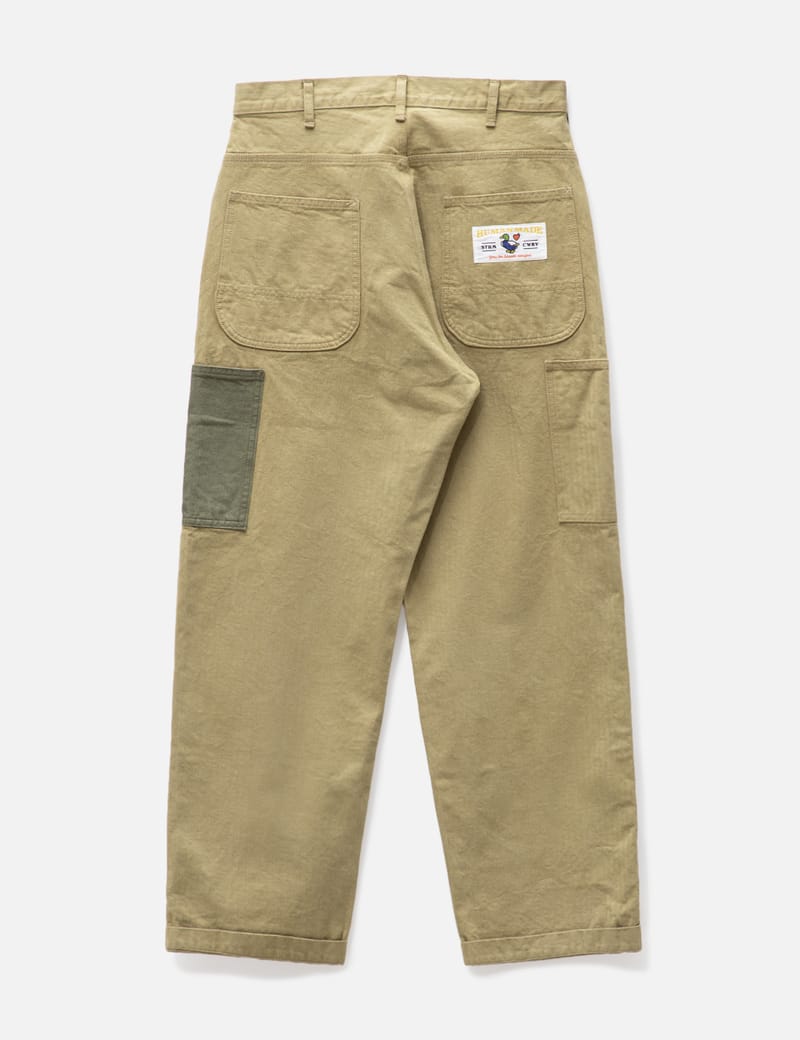 HUMAN MADE ヘリンボーン ワークパンツ ボトムス 裾折り返し L 