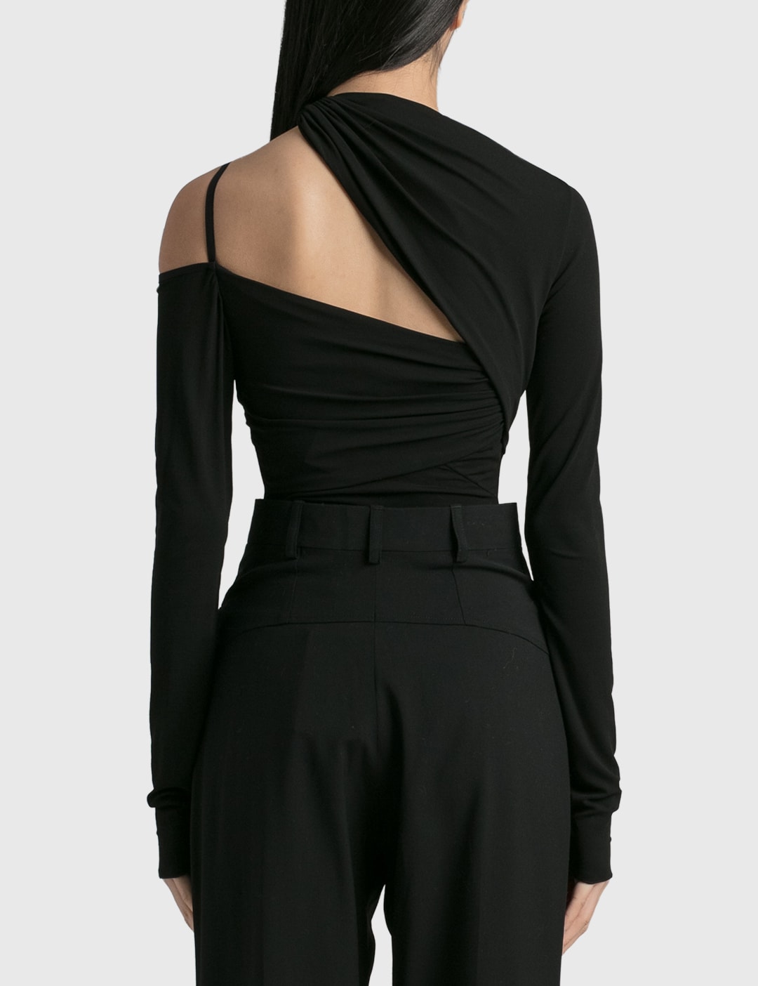 Gathered Asymmetric Long Sleeve Bodysuit view 15