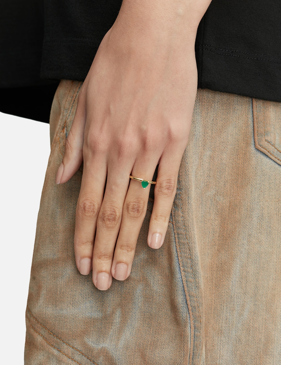 Half Cut Mini Green Chalcedony Ring view 16