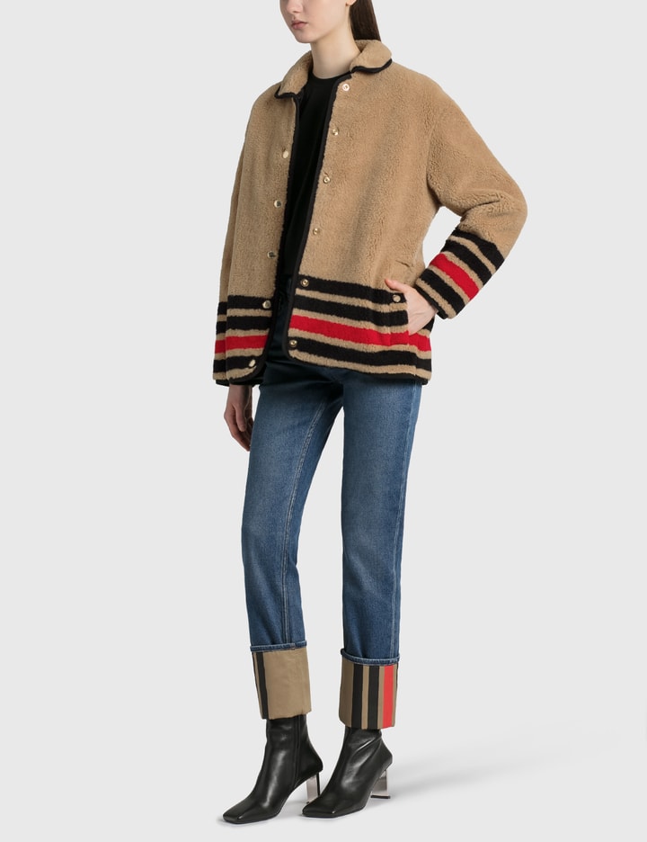 Straight Fit Striped Cuff Washed Jeans Placeholder Image