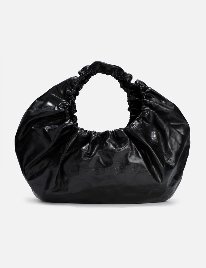 Shop Alexander Wang Crescent Large Crackle Leather Shoulder Bag In Black