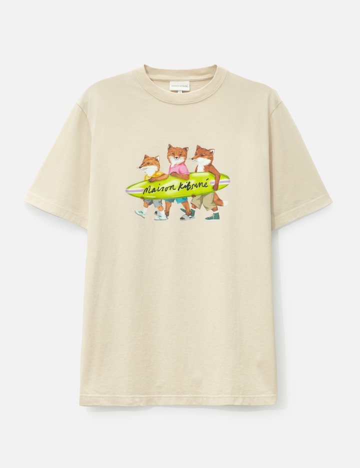 Shop Maison Kitsuné Surfing Foxes Comfort T-shirt In White