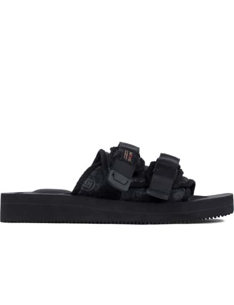 Suicoke Moto-Cab-Eco 'Black' Black Leather Moto-VS Slides From