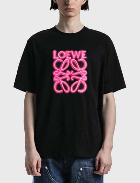 Printed Tshirts Neon Pink T Shirt Mens Loewe LOEWE NEON T-SHIRT
