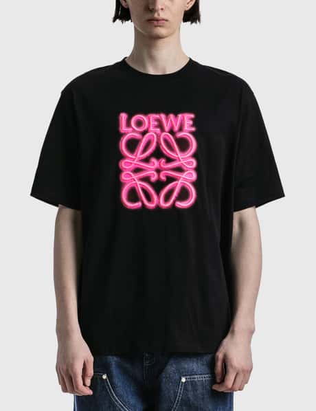 Printed Tshirts Neon Pink T Shirt Mens Loewe LOEWE NEON T-SHIRT
