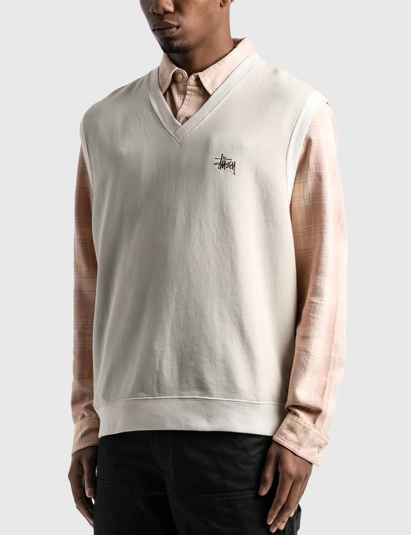 stussy fleece vest natural