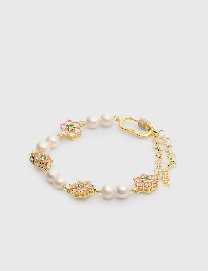 MACRO Green & Pink Flower Freshwater Pearl Bracelet Placeholder Image