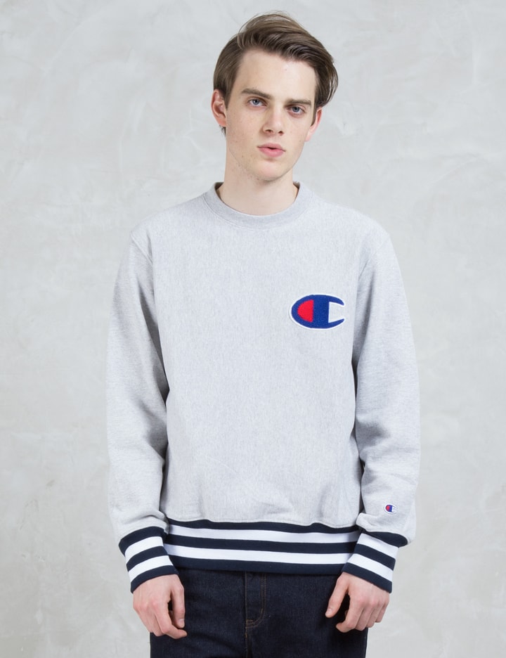 Contrast Ribbed Sweatshirt with Applique Logo Placeholder Image