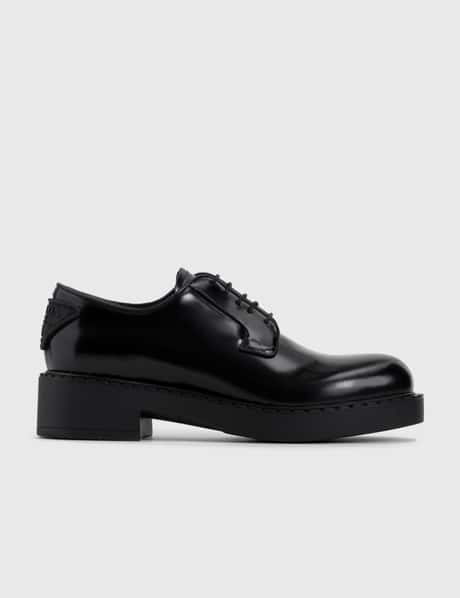 Prada Brushed-Leather Derby Shoes