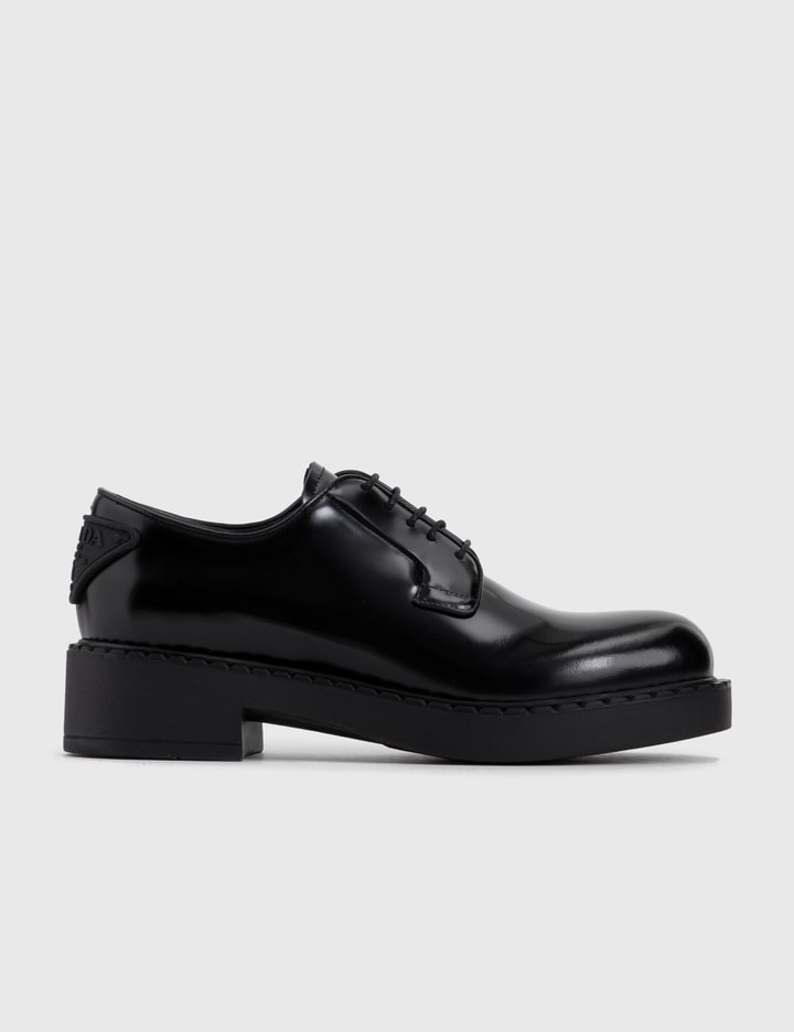 Prada - Brushed-Leather Derby Shoes | HBX - Globally Curated Fashion and  Lifestyle by Hypebeast