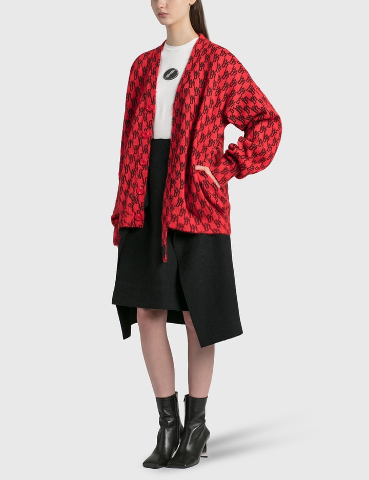 Red Logo Printed Mohair Cardigan Placeholder Image