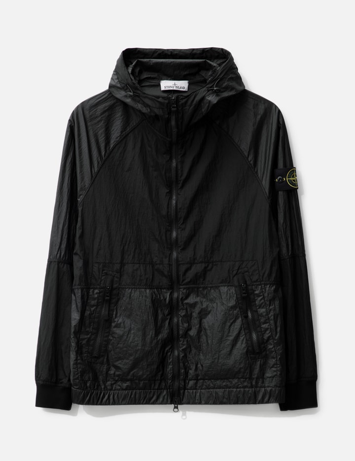 Stone Island Nylon Metal Watro-tc In Econyl® Regenerated Nylon Hooded Jacket In Black