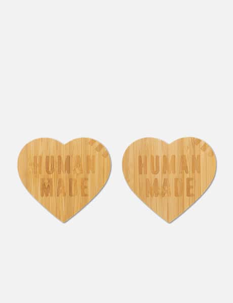 Human Made Heart Bamboo Coaster Set (Set of 2)