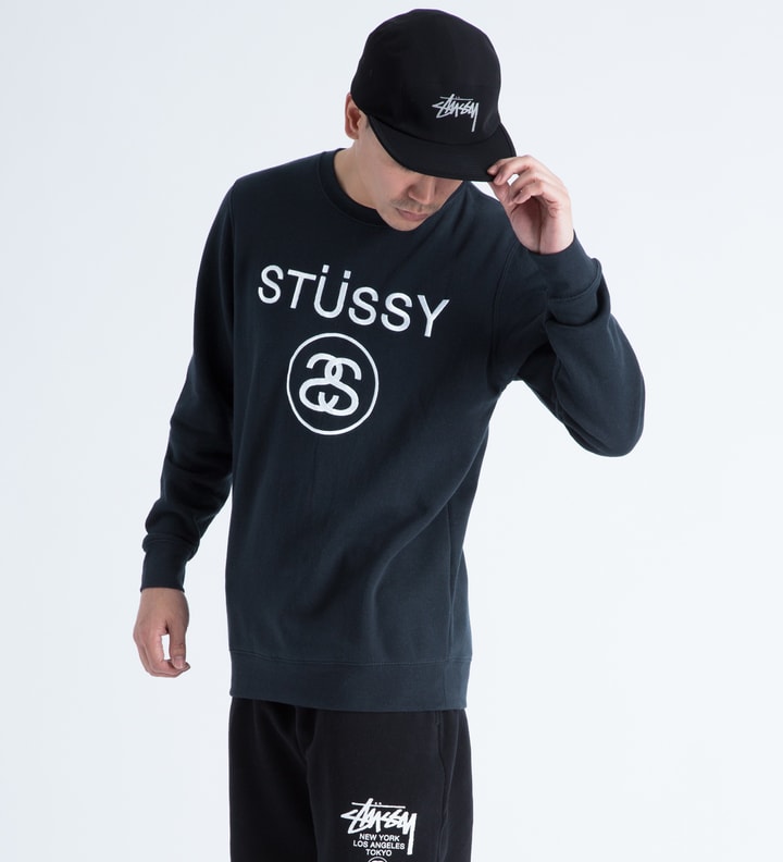 Navy Stussy Link Embossed Crewneck Sweater Placeholder Image