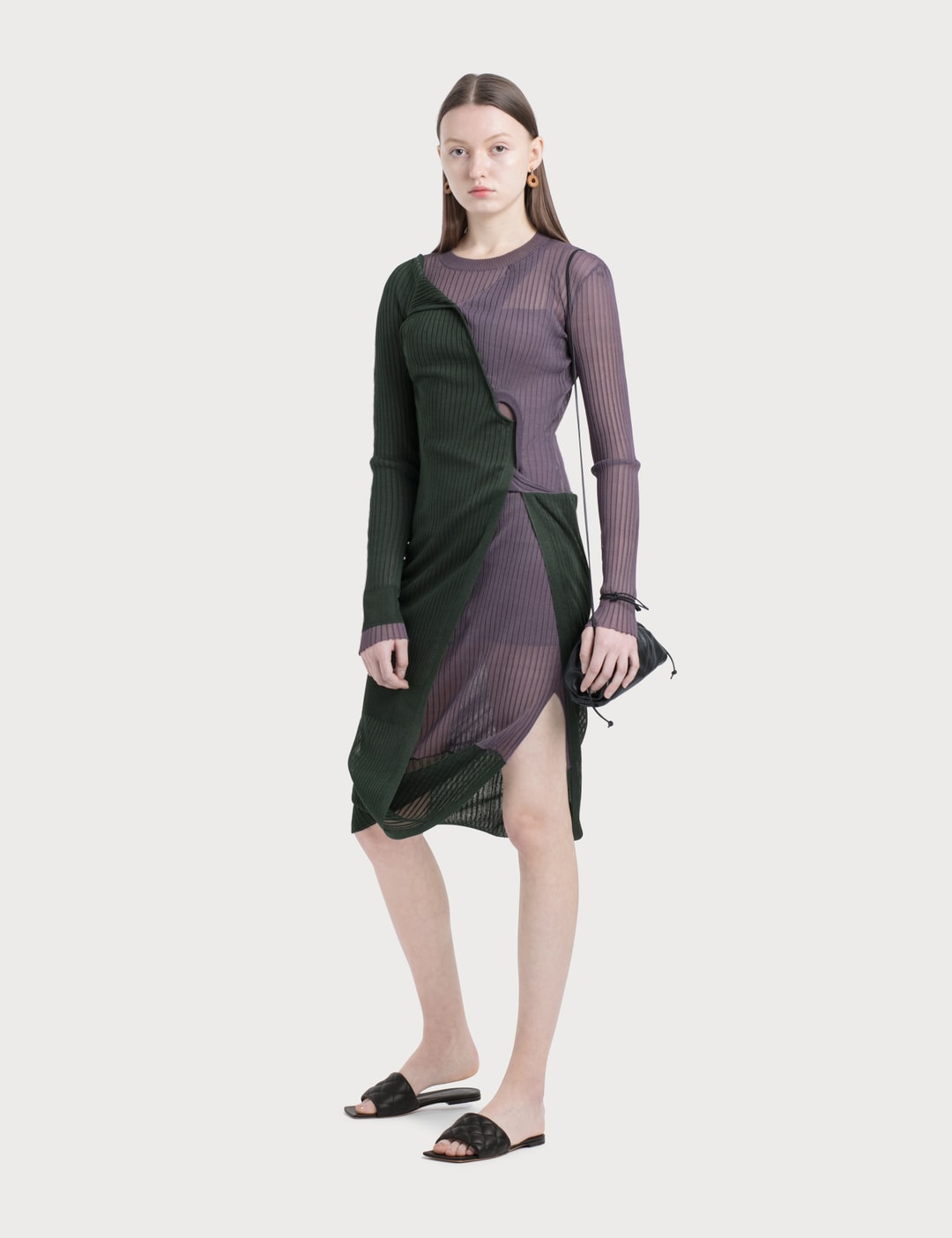 Silk Ribbed Knit Dress view 12