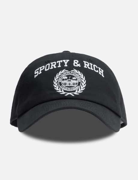 Sporty & Rich Varsity Crest Embroidered Hat Faded Black/White