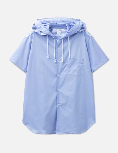 Hooded Short Sleeves Striped Shirt view 6
