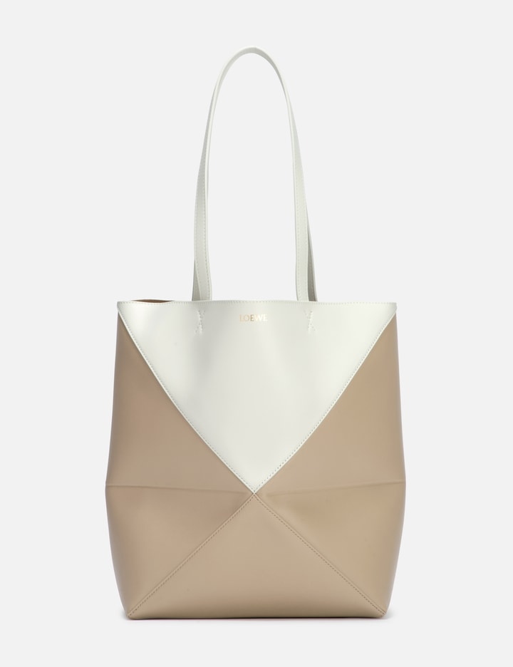 Loewe Women's Bi-color Mini Puzzle Fold Tote Bag In White