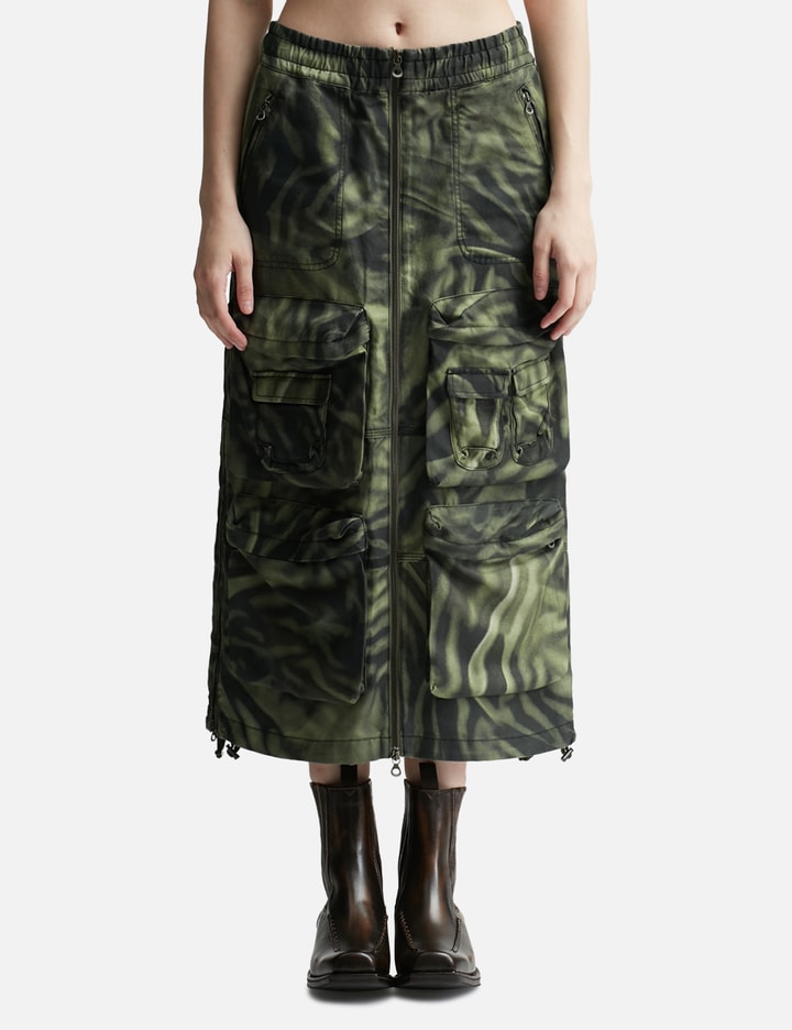 Diesel O-mirtow Printed Cargo Skirt In Green