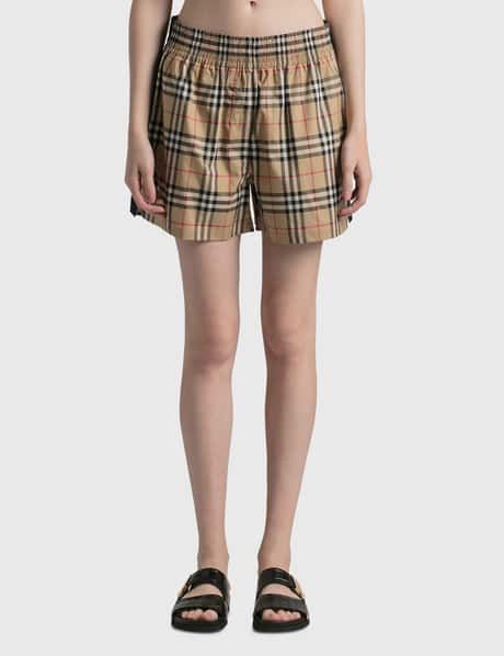 Burberry Side Stripe Vintage Check Stretch Cotton Shorts