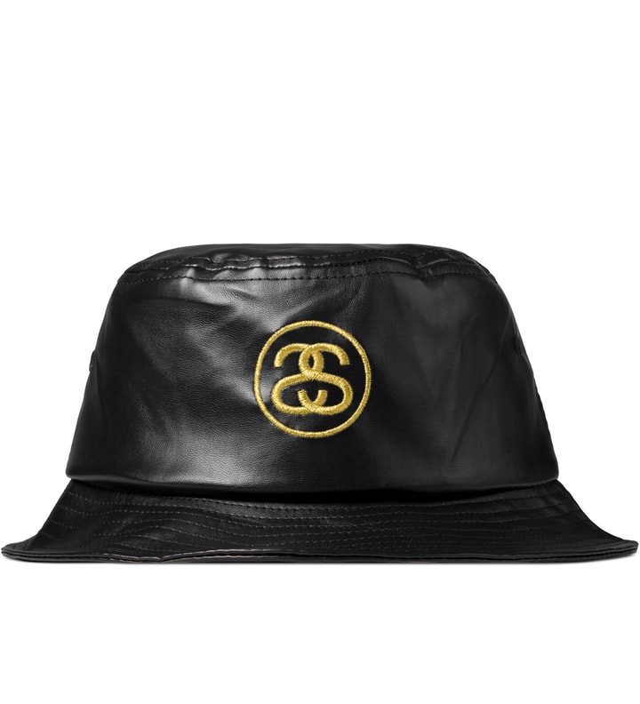 Stüssy Black SS Link Leather Bucket Hat