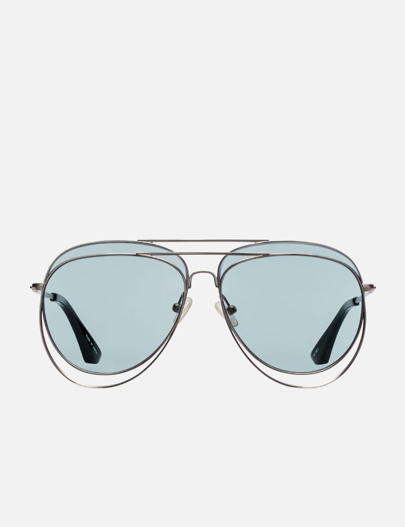 Loewe Double Frame Sunglasses in Shiny Black & Smoke | FWRD