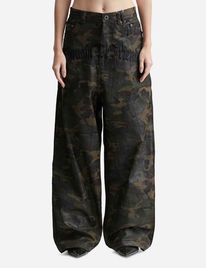 Thought We Friends "Lucius" Embroidered Waxed Baggy Denims