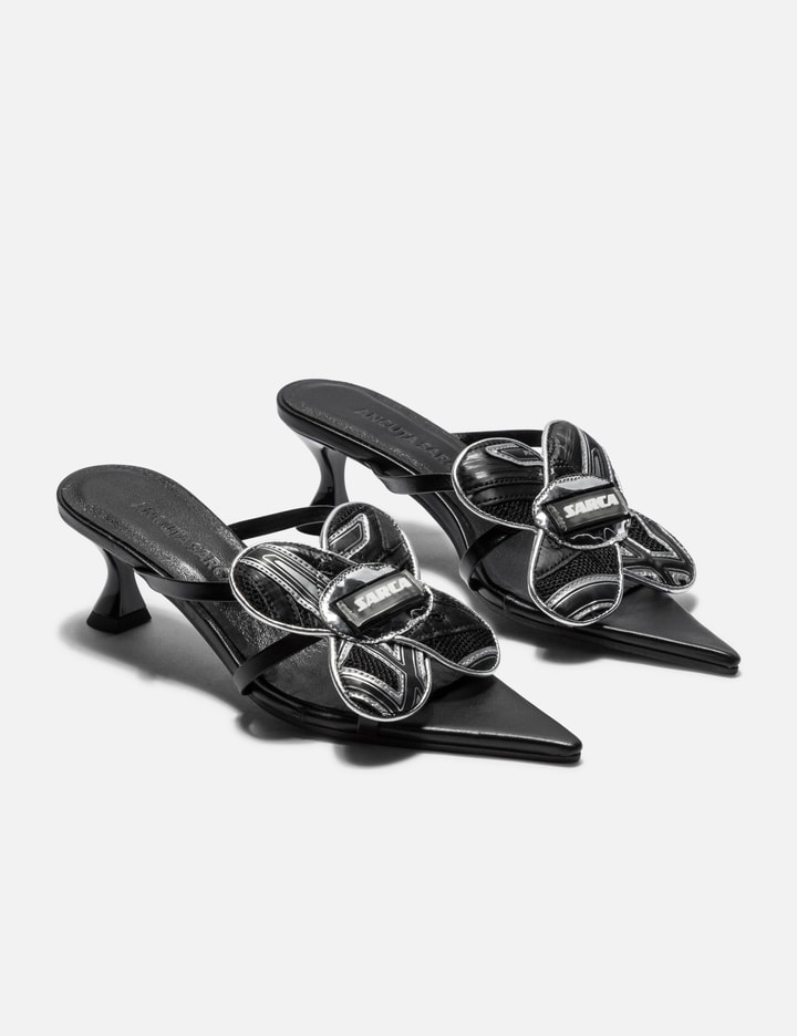 Shop Ancuta Sarca Upcycled Flower Strappy Sandal In Black