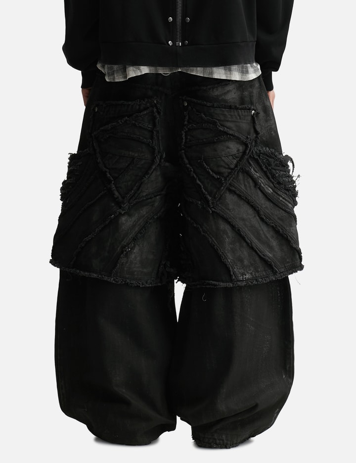 Thought We Friends Attached Detachable Waxed Distressed Denims