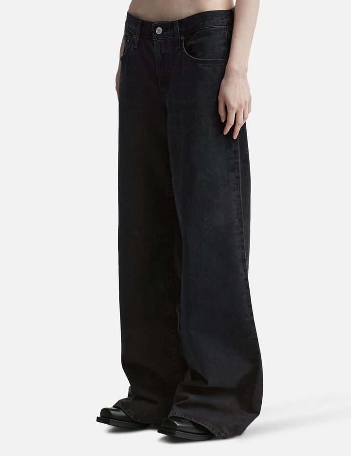 Shop Agolde Clara Low Rise Baggy Flare Jeans In Black