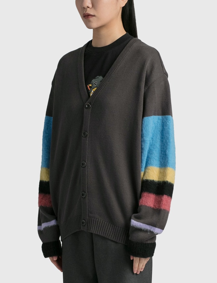 MOHAIR STRIPED SLEEVE CARDIGAN Placeholder Image