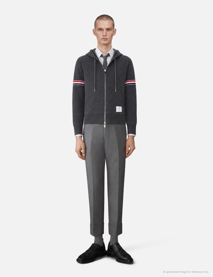 Thom Browne Zipper Hoodie With Striped Armbands