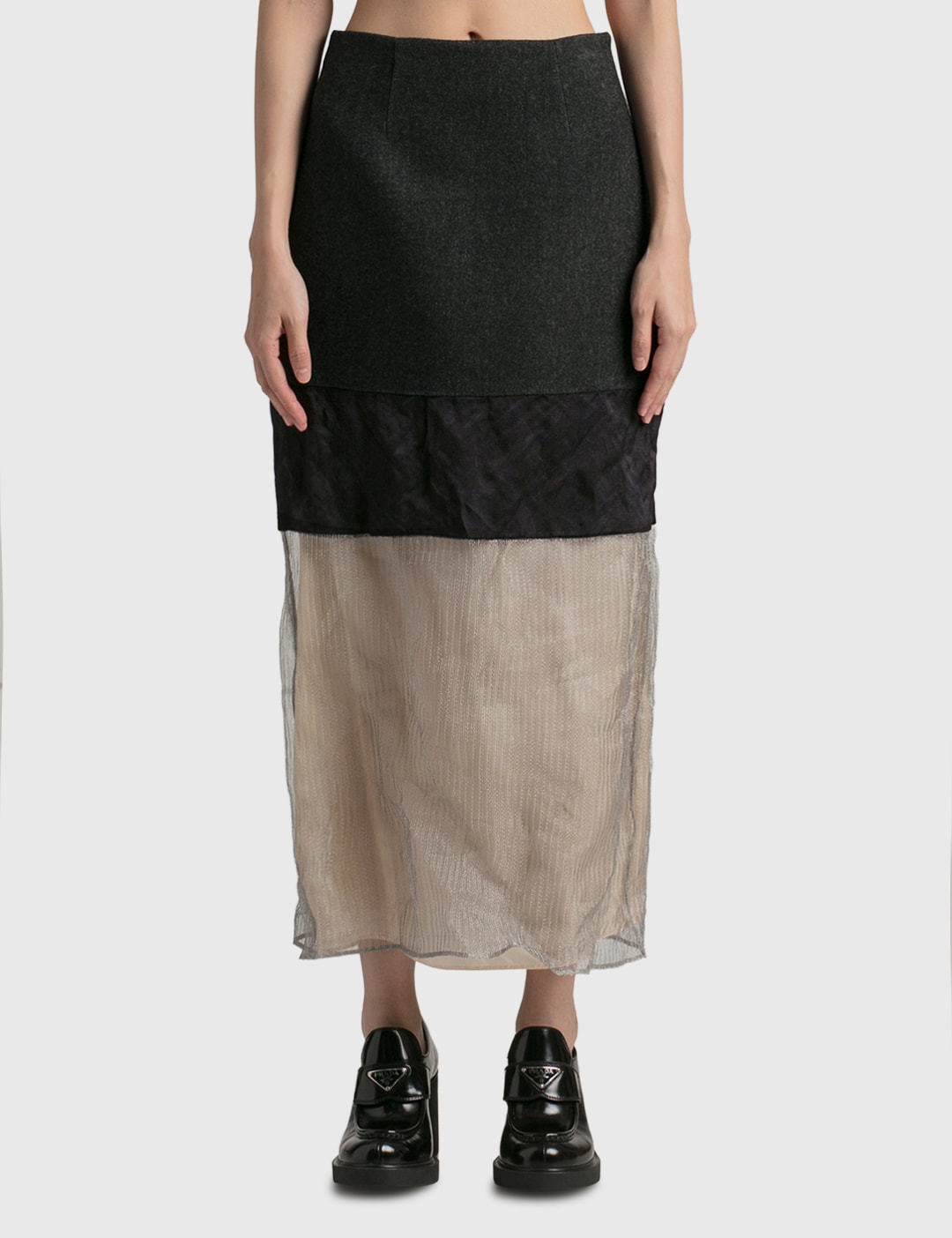 Cloth And Mesh Midi-Skirt Placeholder Image