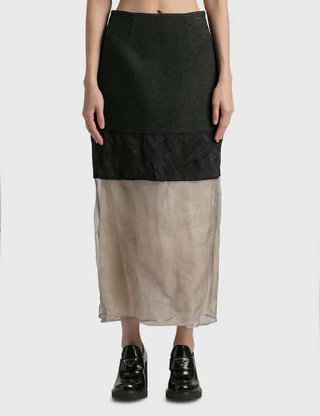 Prada Cloth And Mesh Midi-Skirt