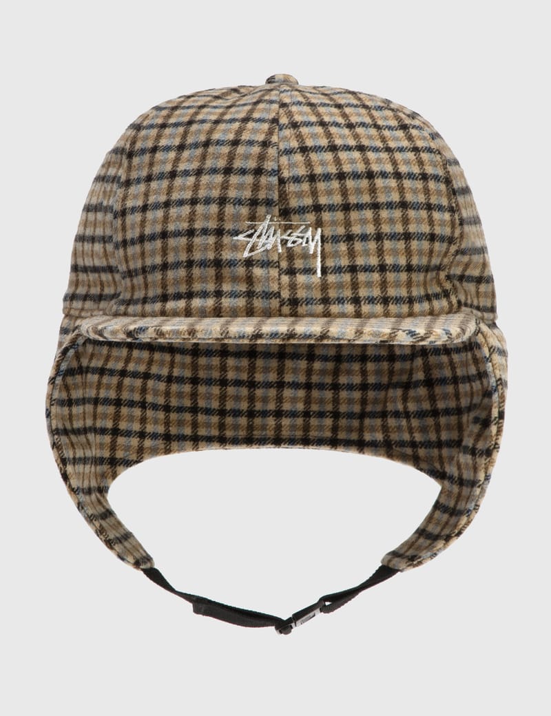 wool plaid flap cap