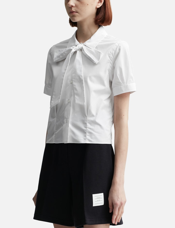 POPLIN SHORT SLEEVE TUCKED BLOUSE Placeholder Image