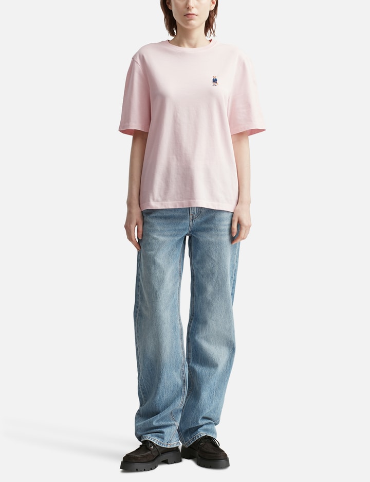 Maison Kitsuné Fox Motif Cotton T-shirt Embroidered Detail In Pink