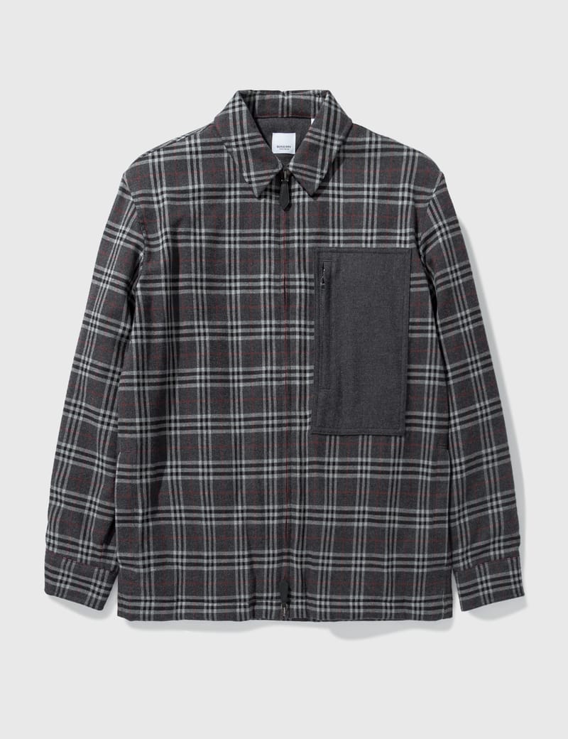 Check Cotton Flannel Overshirt 