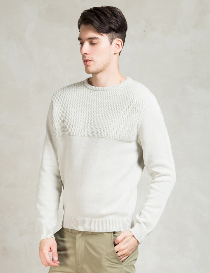 White Everyday Mesh Block Sweater Placeholder Image
