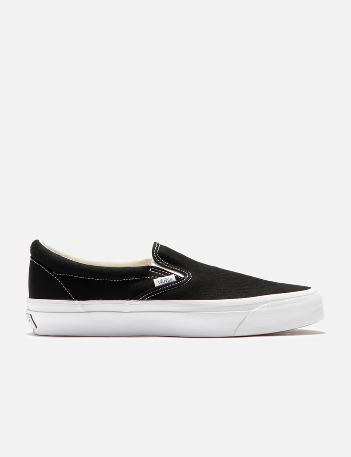 Vans Black And White Og Classic Slip-on Lx Cotton Sneakers In Black
