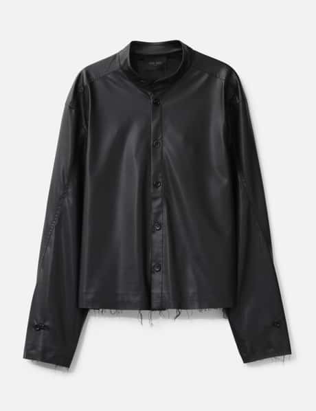 TEAM WANG design Acceptance Faux Leather Shirt