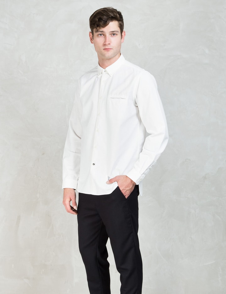 Ivory "Brian" Front Tape Button Down Oxford Shirt Placeholder Image