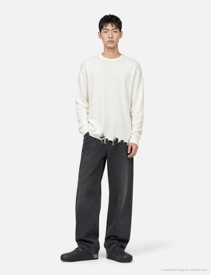 ANCELLM Damage Waffle Crew LS