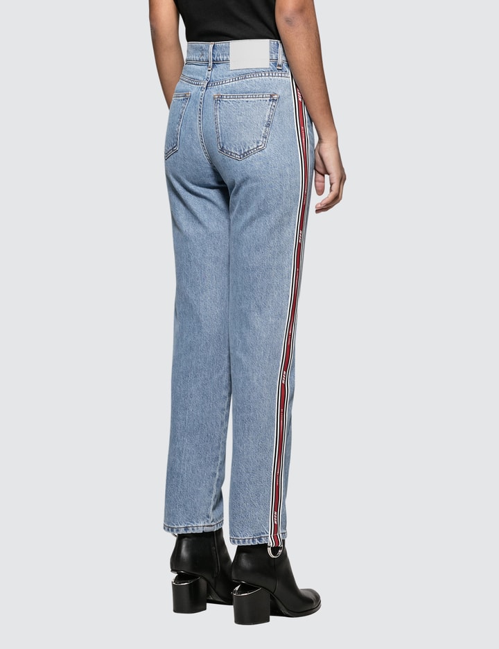 Ribbed Msgm Logo Light Blue Washed Jeans Placeholder Image