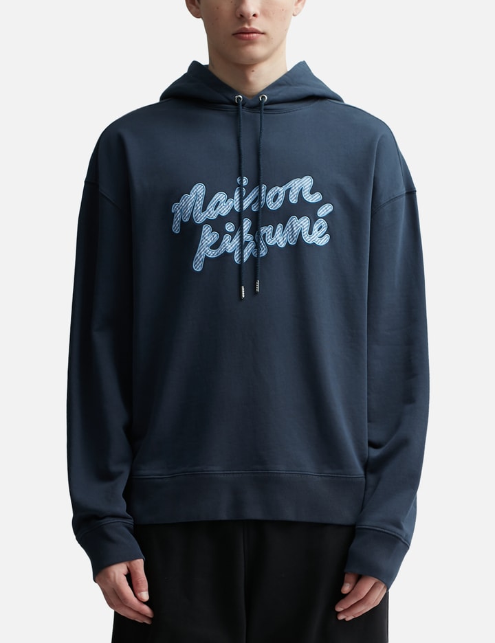 Shop Maison Kitsuné Handwriting Oversize Hoodie In Blue