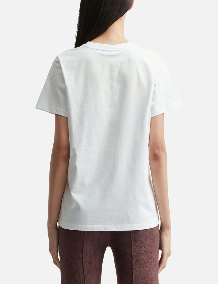 Ganni Graphic Print Crew Neck Short Sleeve Top In White