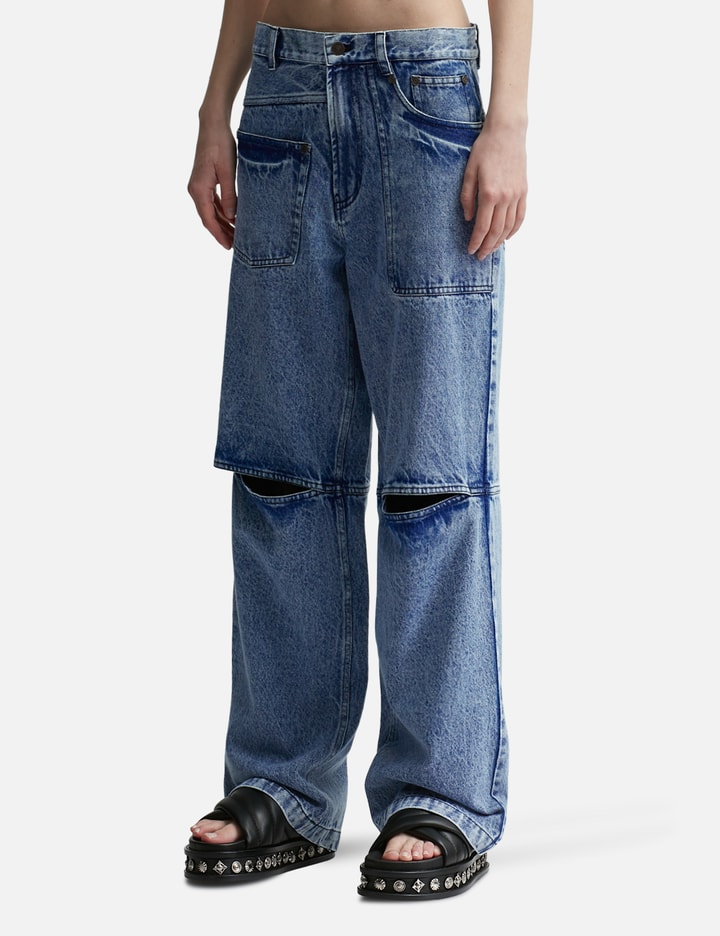 Shop Dhruv Kapoor Acid Washed Slit Jeans In Blue